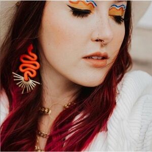 Meesha Farzaneh Medusa Earrings Sriracha Red in Original Size